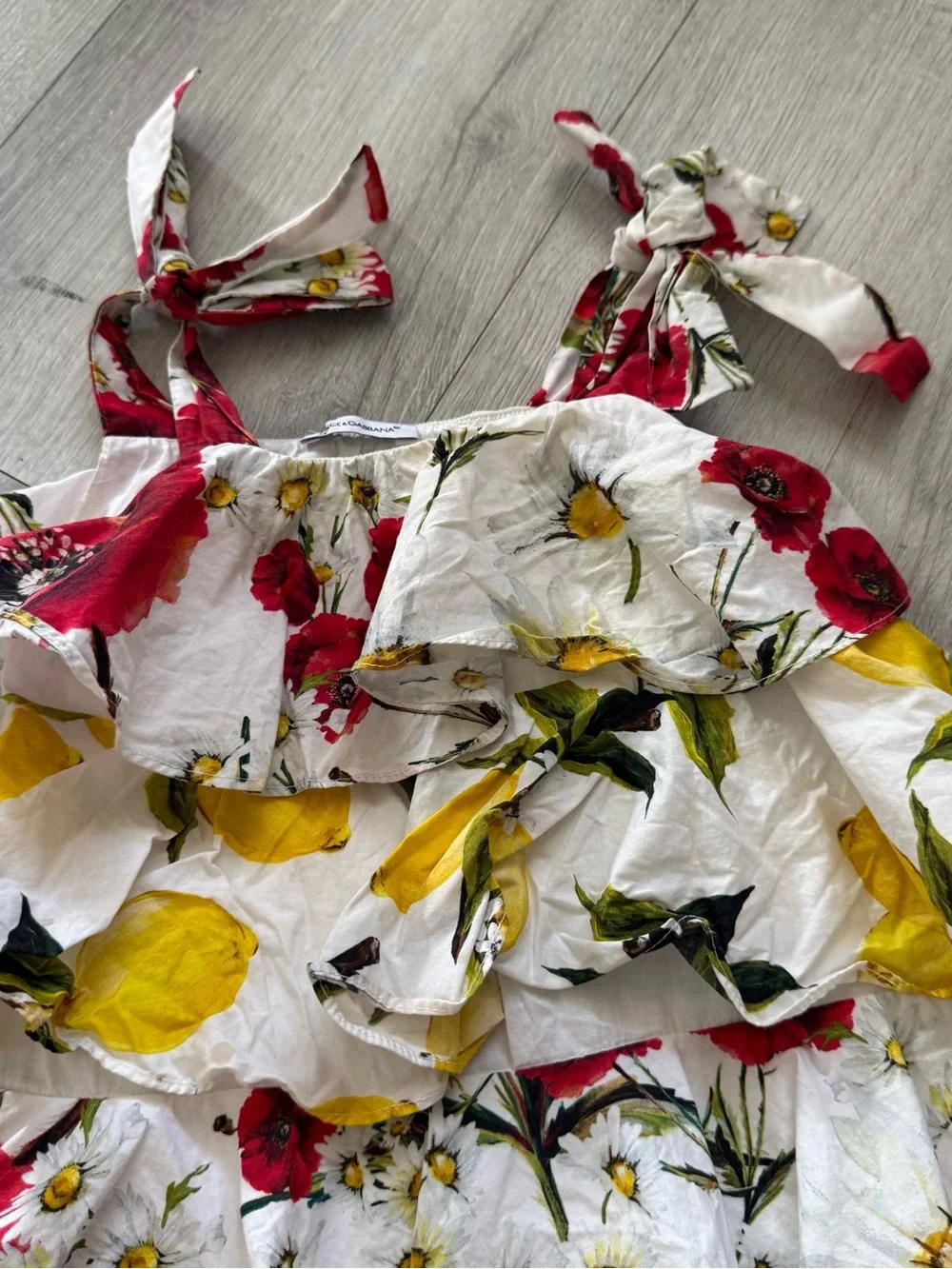 Dolce & Gabbana Size 24-30 months Girls Floral & Lemon Tiered Sundress